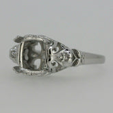 Sterling Silver Semi Mount Ring Setting Cushion CU 8x8mm Vintage Reproductio Art Deco Fleur De Lis - Syzjewelry